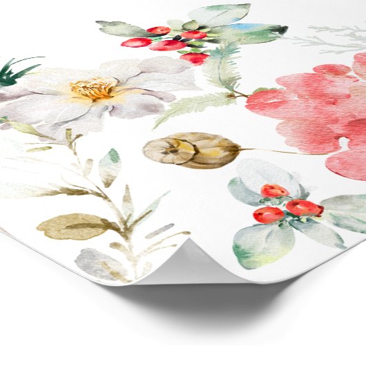 Bloemen Winter Bruiloft 15 Tafels Zitkaarten Poster (Hoek)