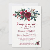 Bloemen winter Kerstmis verlovingsfeest uitnodigen Kaart (Voorkant)