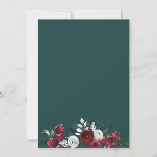 Bloemen winter Kerstmis verlovingsfeest uitnodigen Kaart (Achterkant)