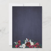 Bloemen Winter Navy Rode Kerstmis Verlovingsfeest Kaart (Achterkant)
