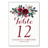 Bloemen winter rood boeket bruiloft gast kaart (Voorkant)