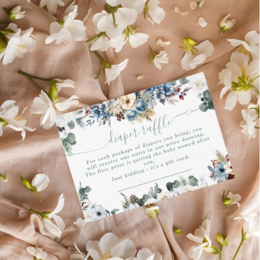 Bloemen Winter Teddybeer Salie Groene Luier Raffle Informatiekaartje