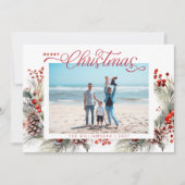 Bloemen Winter Vrolijk Kerstfeest Feestdagenkaart (Voorkant)