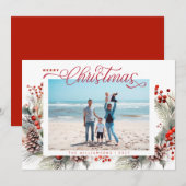 Bloemen Winter Vrolijk Kerstfeest Feestdagenkaart (Voorkant / Achterkant)