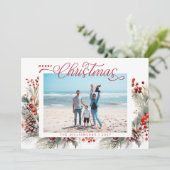 Bloemen Winter Vrolijk Kerstfeest Feestdagenkaart (Staand voorkant)