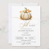 Bloemen wit en goud | Pumpkin Fall Wedding Kaart (Voorkant)