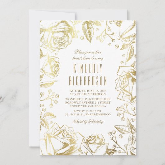  Bloemen Wit en Goud Vrijgezellenfeest Kaart (Voorkant)