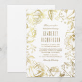  Bloemen Wit en Goud Vrijgezellenfeest Kaart (Voorkant / Achterkant)