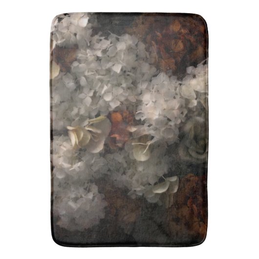  bloemen wit en roest hydrangea botanisch badmat (Voorkant Verticaal)