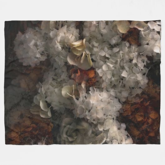  bloemen wit en roest hydrangea botanisch fleece deken (Voorkant (Horizontaal))