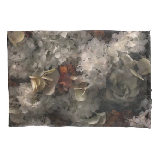 bloemen wit en roest hydrangea botanisch kussensloop (Voorkant)