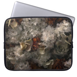 bloemen wit en roest hydrangea botanisch laptop sleeve