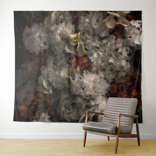  bloemen wit en roest hydrangea botanisch wandkleed (In Situ (horizontaal))