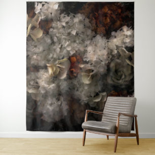 bloemen wit en roest hydrangea botanisch wandkleed