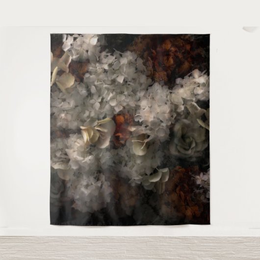  bloemen wit en roest hydrangea botanisch wandkleed (Voorkant)