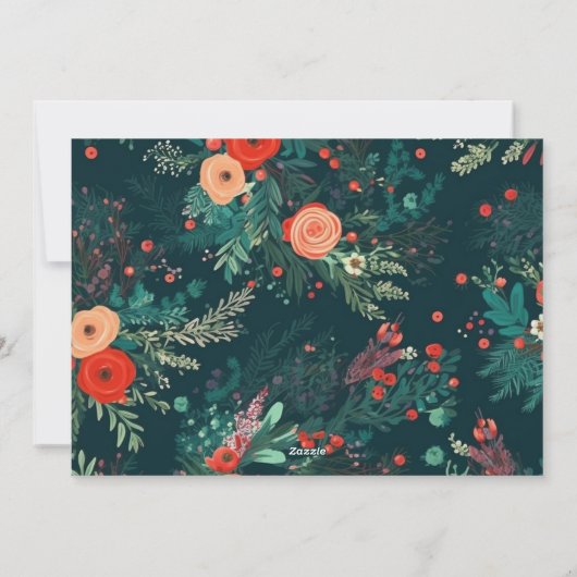 Bloemen Wit Gouden Boog Ingelijste Foto Kerstmis Feestdagenkaart (Achterkant)