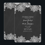 Bloemen Wit Kant Zwart Chalkboard Land Bruiloft Kaart<br><div class="desc">Aanpassen voor elke gebeurtenis</div>