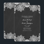 Bloemen Wit Kant Zwart Chalkboard Land Bruiloft Kaart<br><div class="desc">Aanpassen voor elke gebeurtenis</div>