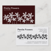 bloemen - Wit op bruin (afwisselend) Visitekaartje (Voorkant / Achterkant)