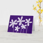 Bloemen - Wit op Deep Paars Kaart (Gele Bloem)