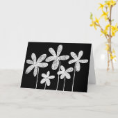 Bloemen - Wit op zwart Kaart (Gele Bloem)