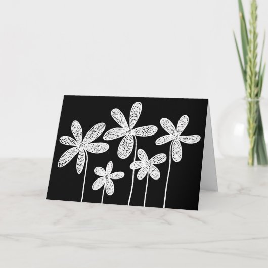 Bloemen - Wit op zwart Kaart (Voorkant)