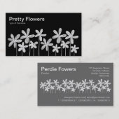 bloemen - Wit op zwart (twee tonen) Visitekaartje (Voorkant / Achterkant)