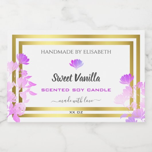 Bloemen Wit Paarse Goud Product Verpakkingsetikett Voedselcontainer Etiket (Enkel label)
