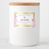 Bloemen Wit Paarse Goud Product Verpakkingsetikett Voedselcontainer Etiket (Voorkant)