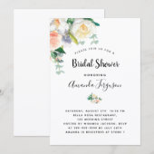 Bloemen wit roségoud roze vrijgezellenfeest kaart (Voorkant / Achterkant)