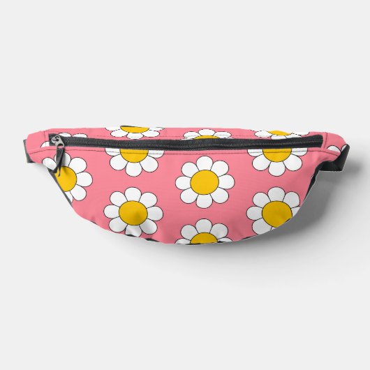 Bloemen Wit Roze Daisies Retro Heuptasje (Liggend)