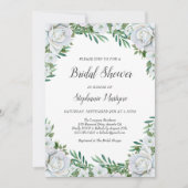 Bloemen wit rozen groen bladeren Vrijgezellenfeest Kaart (Voorkant)