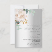 Bloemen wit zilver groen QR code RSVP bruiloft Kaart (Voorkant)