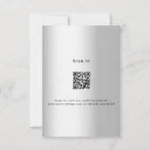 Bloemen wit zilver groen QR code RSVP bruiloft Kaart (Achterkant)