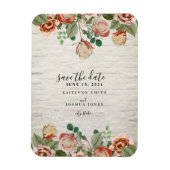 Bloemen witte baksteen bruiloft Save the date Magneet (Verticaal)