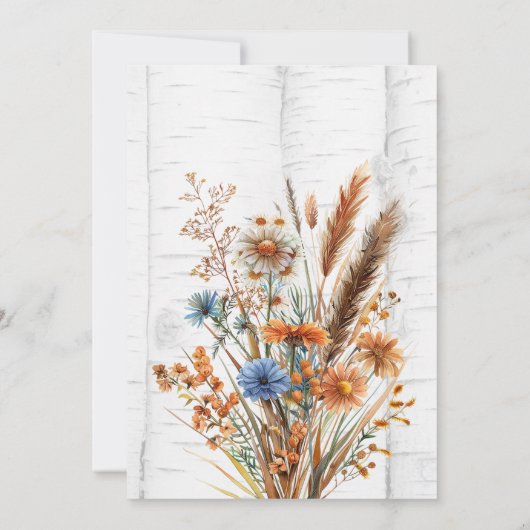 Bloemen Witte Berkenboom Vrijgezellenfeest Kaart (Achterkant)