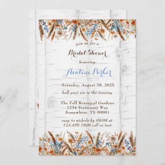 Bloemen Witte Berkenboom Vrijgezellenfeest Kaart (Voorkant / Achterkant)