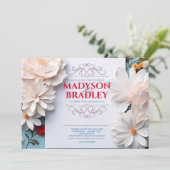  Bloemen Witte Bloemen Bloemen Bloeien Bruiloft Kaart (Staand voorkant)