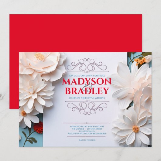  Bloemen Witte Bloemen Bloemen Bloeien Bruiloft Kaart (Voorkant / Achterkant)