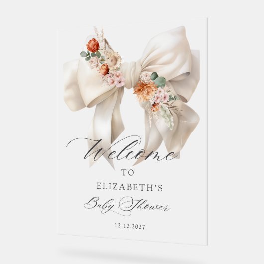 Bloemen Witte Boog Baby in Bloom Baby shower Welko Acryl Bord (Hoek)