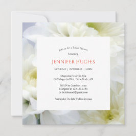 Bloemen Witte Bruids Douche Uitnodiging