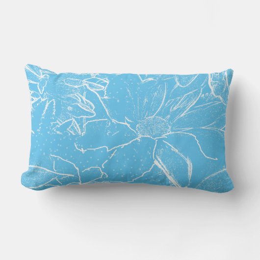 Bloemen Witte Bundel Transparantie - Blauw Kussen (Voorkant)