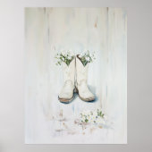  Bloemen Witte Cowgirl Laarzen Illustratie Poster (Voorkant)