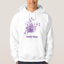 Bloemen witte en paarse hoodie
