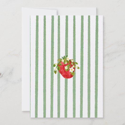 Bloemen Witte Groene Aardbei Berry 1e Verjaardag Kaart (Voorkant)