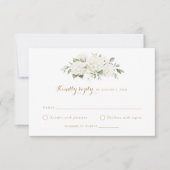 Bloemen Witte Hydrangea Groen Bruiloft RSVP Kaart (Voorkant)