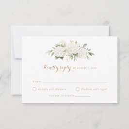 Bloemen Witte Hydrangea Groen Bruiloft RSVP Kaart