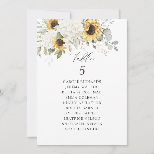 Bloemen Witte Hydrangea Zonnebloemen Zitkaart Kaart (Voorkant)