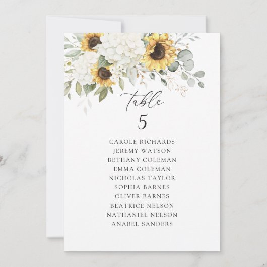 Bloemen Witte Hydrangea Zonnebloemen Zitkaart Kaart (Achterkant)