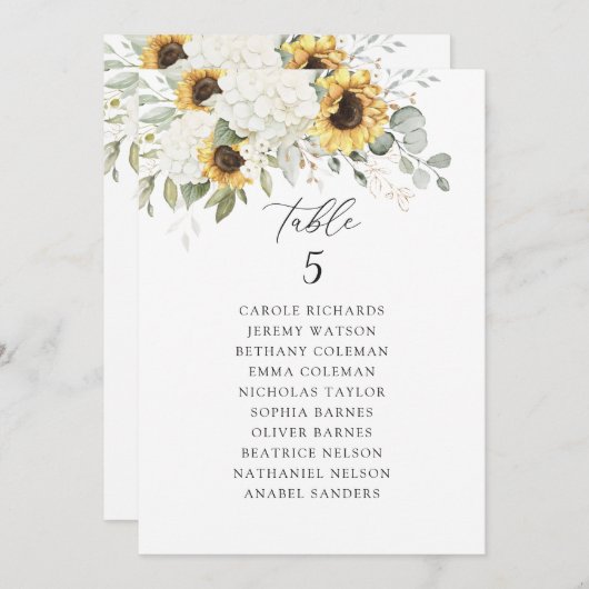 Bloemen Witte Hydrangea Zonnebloemen Zitkaart Kaart (Voorkant / Achterkant)